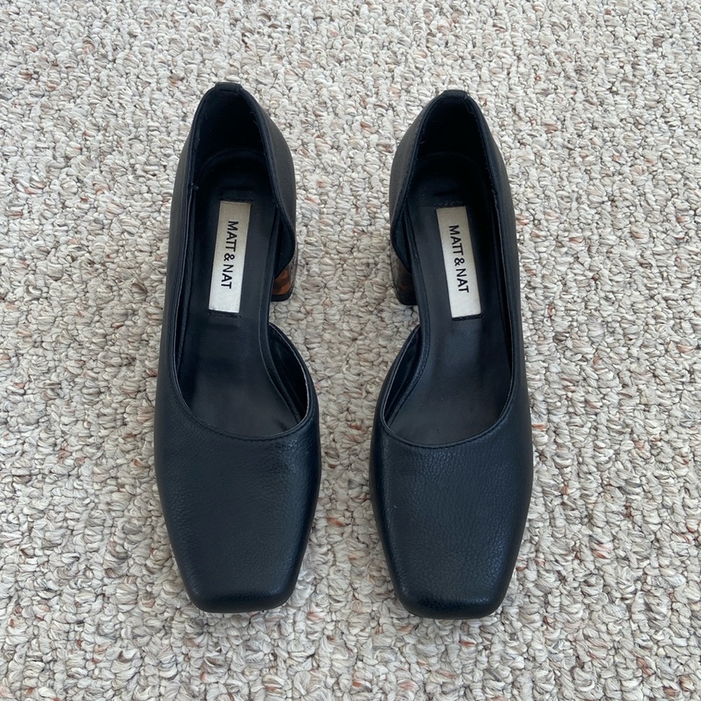 MATT & NAT Animal Print Block Heel - Size 36/6 - Black